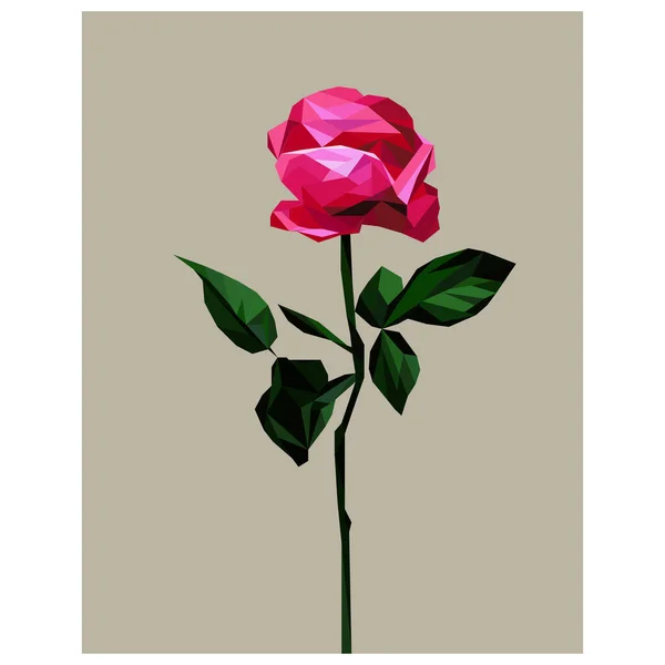 Illustration Vectorielle Fleur Rose Avec Motif Polygonal Gradient Contexte — Image vectorielle