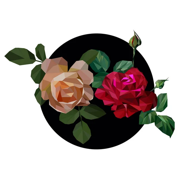 Vector Two Roses Flower Illustration Polygonal Design Gradient Background — Stock Vector