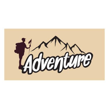 Simple mountain adventure illustration design. Logo, emblem, badge.