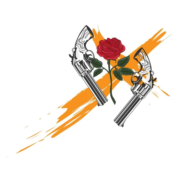 Rosa Com Armas Ilustração Para Seu Design Roupas Símbolo — Vetor de Stock