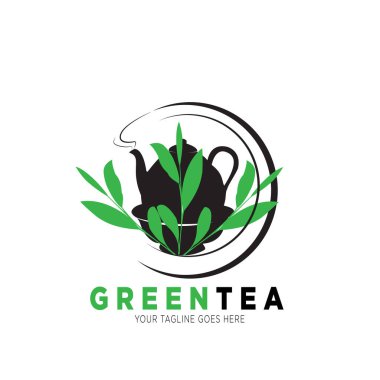 Abstract logo design of tea with teapot and tea leaf for your business or brand.