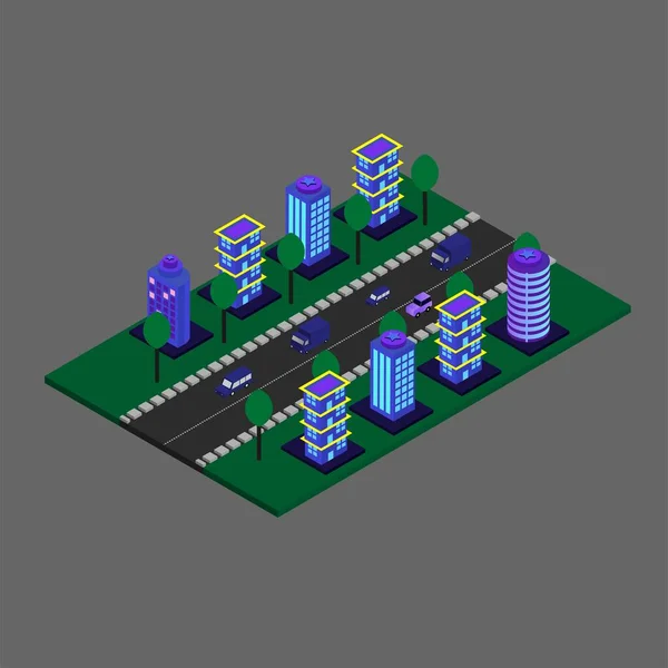 Isometric Yeni Şehir Yapı Vektörü illüstrasyonuName