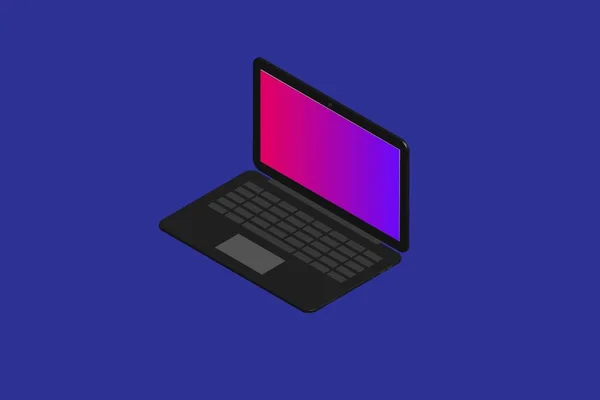 Flat Computer Laptop Icon Website App Mockup Vector Illustration Sometric — Stock Vector