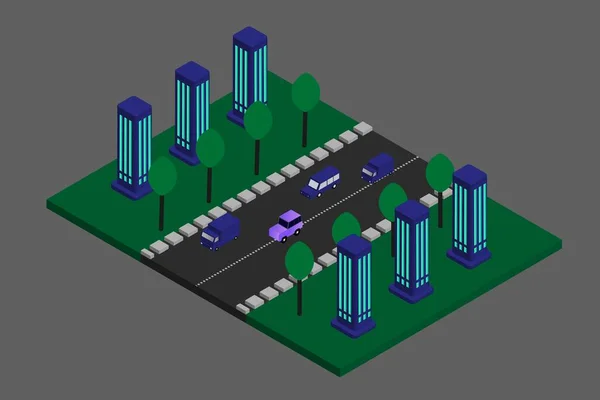 等距现代平板建筑矢量图解 矢量等距未来学新城市 — 图库矢量图片