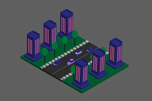 Isometric Modern Flat Building Vector Illustration Vektorové Izometrické Futuristické Nové — Stockový vektor