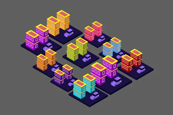 Изометрическая Векторная Иллюстрация Современного Плоского Здания Векторный Изометрический Футуристический Новый — стоковый вектор