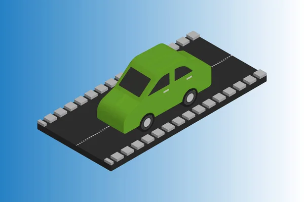 Isometric Car Road Art Vektör Illüstrasyonu — Stok Vektör