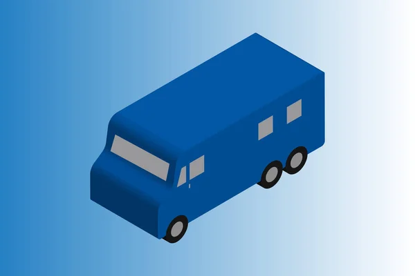 Isometric Düz Otobüs Vektörü İllüstrasyonu