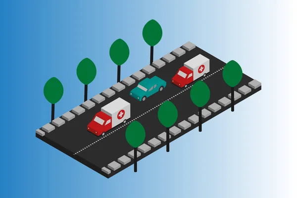 Vektör izometrik ambülans sanatı tasarımı