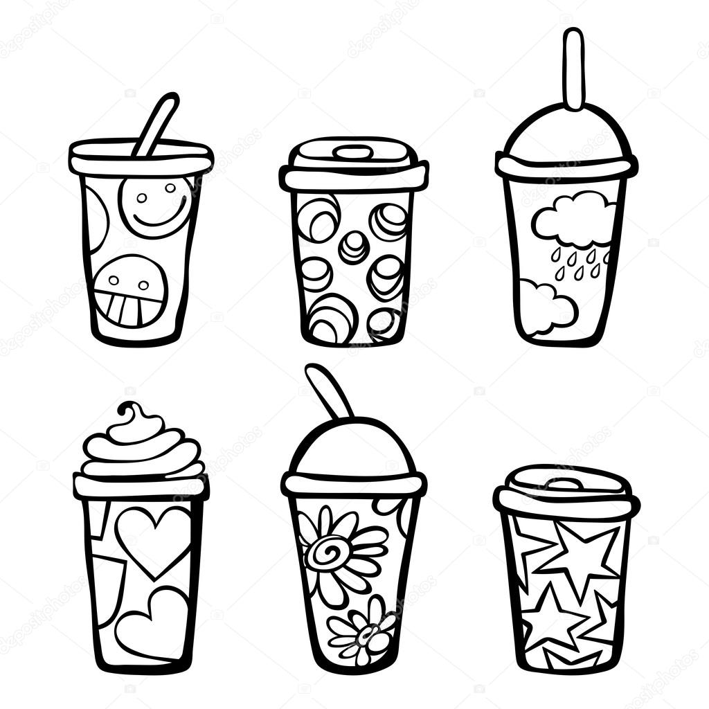 Coffee. Paper cups. Isolated vector objects on white background.