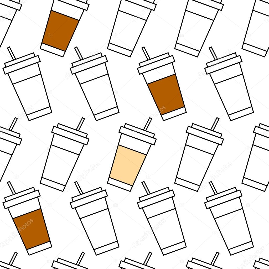 Coffee. Paper cups. Seamless vector pattern (background).