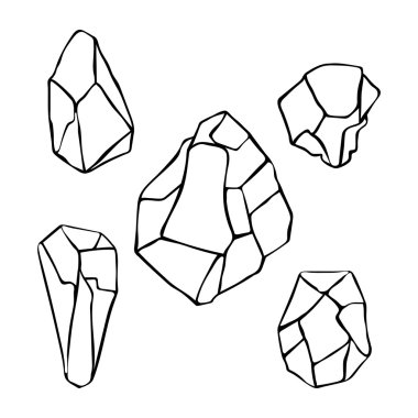 Taşlar. Beyaz arka plan üzerinde izole vektör nesneleri.