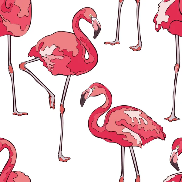 Färgglad rosa flamingos. Sömlös vektor mönster. — Stock vektor