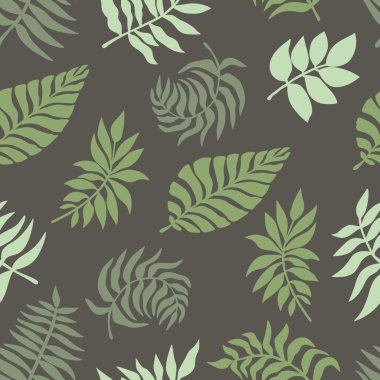 Palmiye dalı. Fern. Yaprakları. Sorunsuz vektör desen (arka plan).