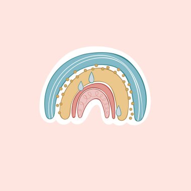 Gökkuşağı. Çizgi film gökkuşağı karalaması. İzole vektör nesnesi.