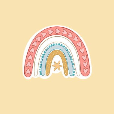 Gökkuşağı. Çizgi film gökkuşağı karalaması. İzole vektör nesnesi.