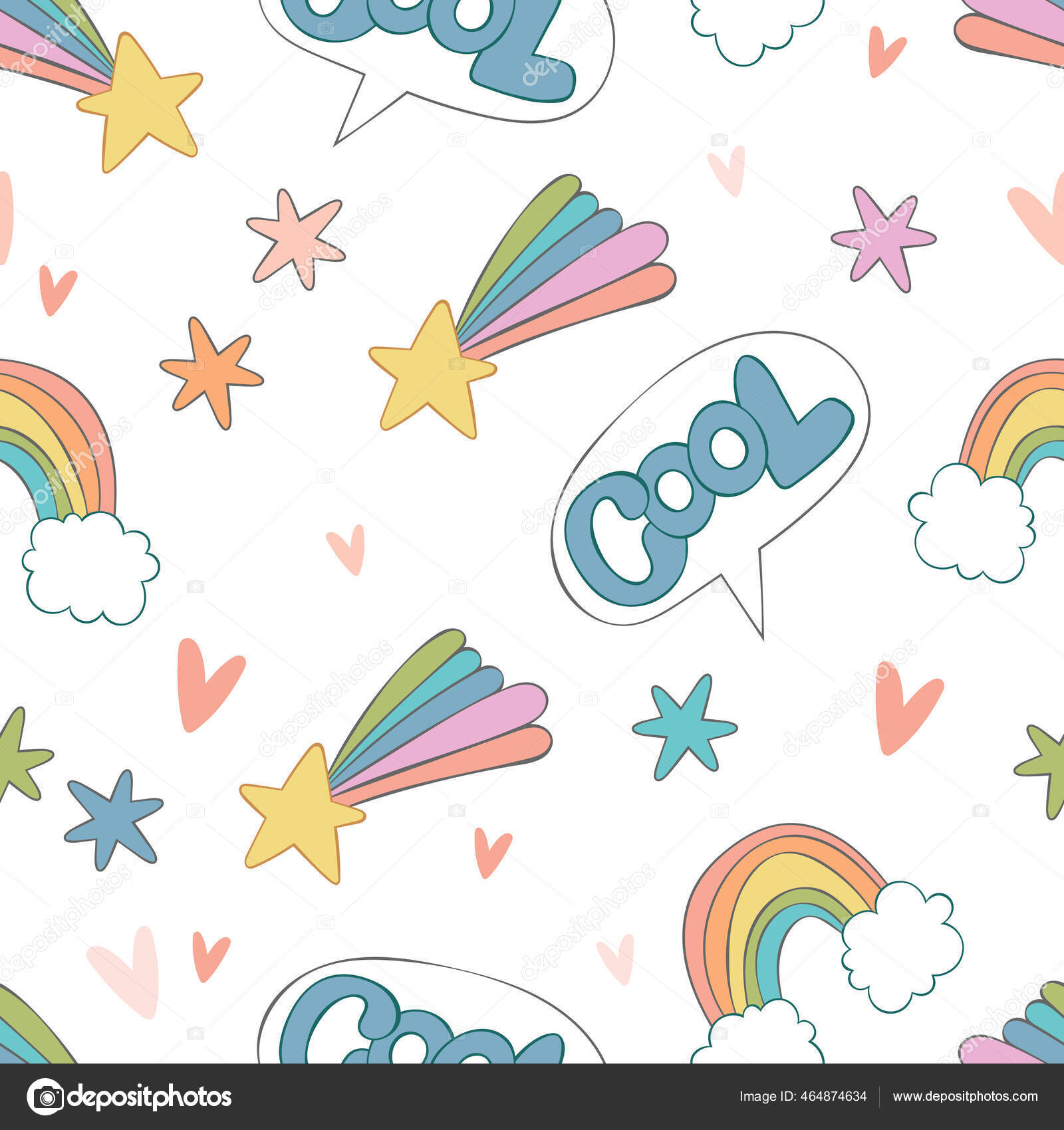 Genial Cometa Arco Iris Estrella Corazón Impresión Garabatos Dibujos  Animados Vector de stock #464874634 de ©EwaNew, image size:1600x1700
