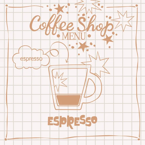 Café Expresso Menu Cafetaria Uma Chávena Letras Receita Bebida Café — Vetor de Stock