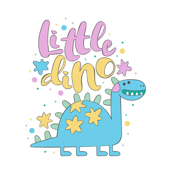 Pequeño Dino Dinosaurio Diplodocus Brontosaurus Personaje Dibujos Animados Objeto Vectorial — Vector de stock