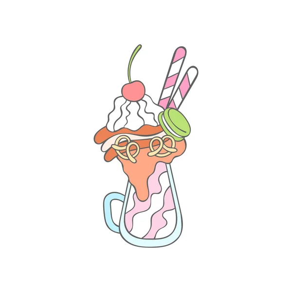 Cold Drink Beautiful Cocktail Milkshake Cartoon Art Isolated Vector Object — Stockvector