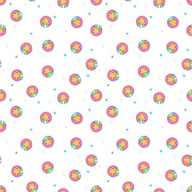 Yıldız. Kuyruklu yıldız. Çizgi film baskısı. Kusursuz vektör deseni (arkaplan). 