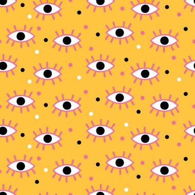 Çizgi film göz karalaması. Kusursuz vektör deseni (arkaplan). 