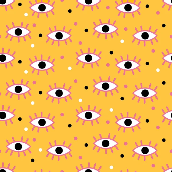 Cartoon Yeux Gribouillis Modèle Vectoriel Sans Couture Arrière Plan — Image vectorielle