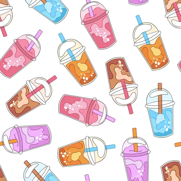 Des Boissons Fraîches Des Cocktails Cartoon Drink Print Modèle Vectoriel — Image vectorielle