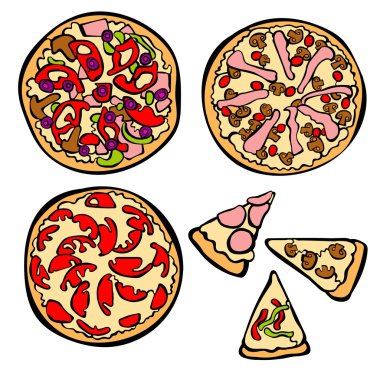 Pizza. Pizza slice. Isolated objects.