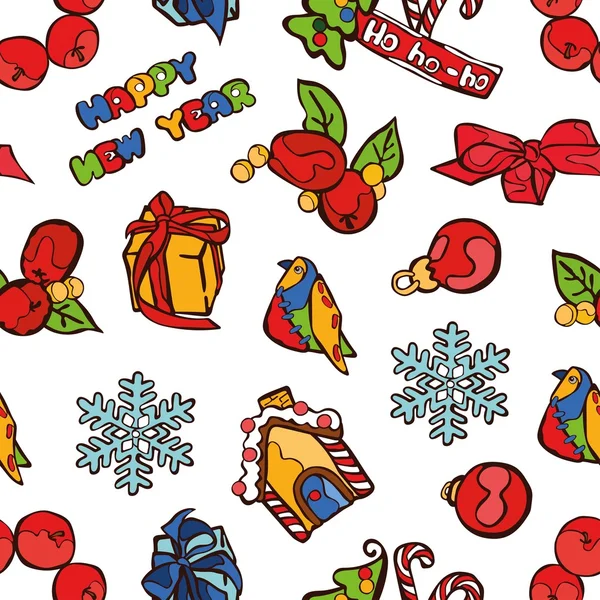 Christmas pattern (background). Vector seamless illustration. — Stock vektor