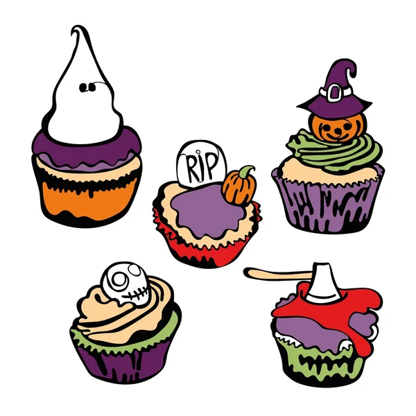 Cupcakes for Halloween. Isolated objects. — Stock Vector
