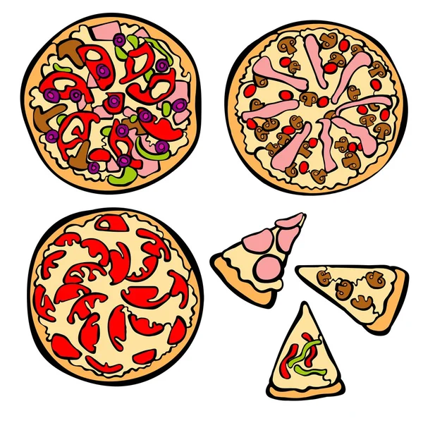 Pizza. Pizzabrötchen. isolierte Objekte. — Stockvektor