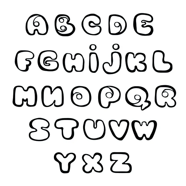 Alfabeto manuscrito, letras. Letras minúsculas dibujadas a mano . — Vector de stock