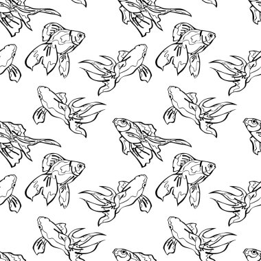 Goldfish. Vector seamless pattern (background).