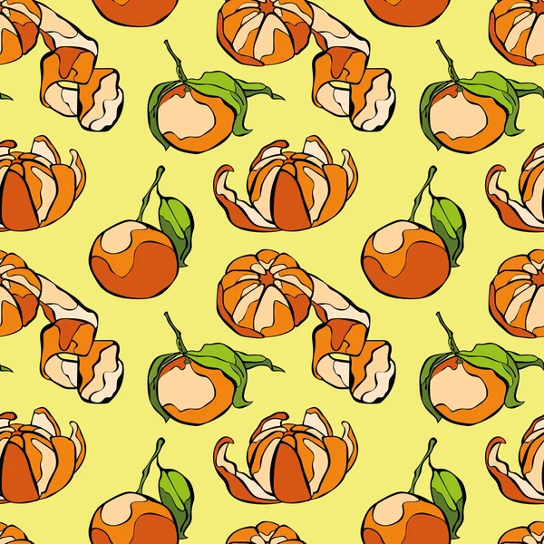 Mandarins. Fruit pattern. Vector seamless background. — Διανυσματικό Αρχείο