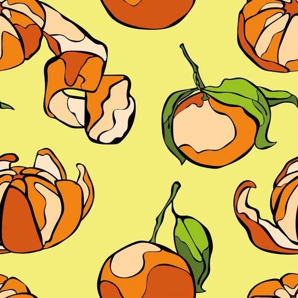 Mandarins. Fruit pattern. Vector seamless background. — Stock Vector