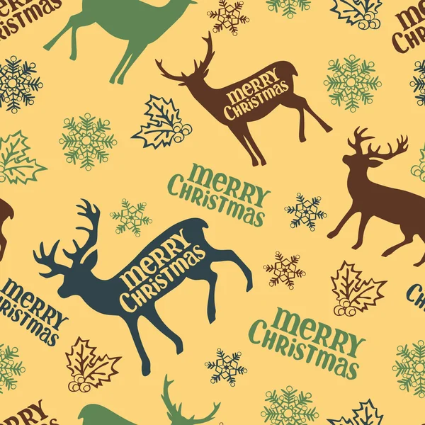 Счастливого Рождества. Рождественский олень. Векторная бесшовная иллюстрация. Рождественский фон Зимний узор . — стоковый вектор