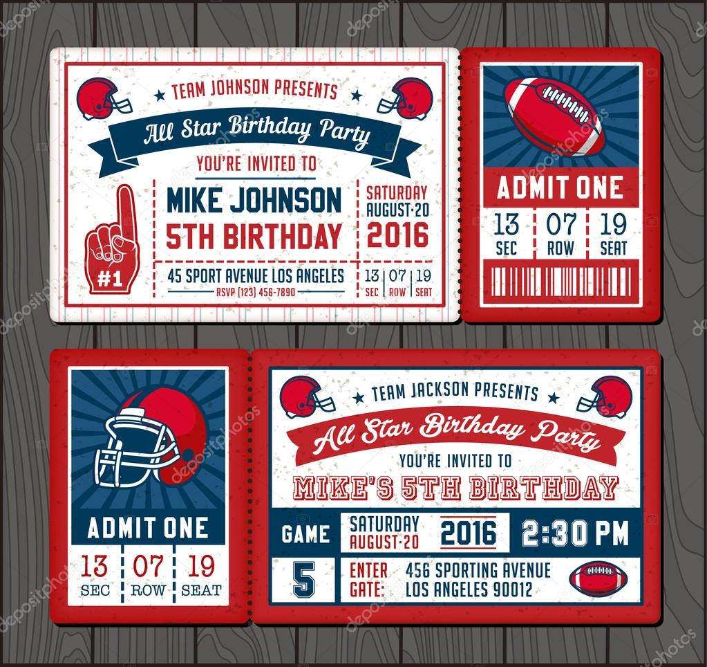 Vector illustrations for Invitation tickets for Football themed events