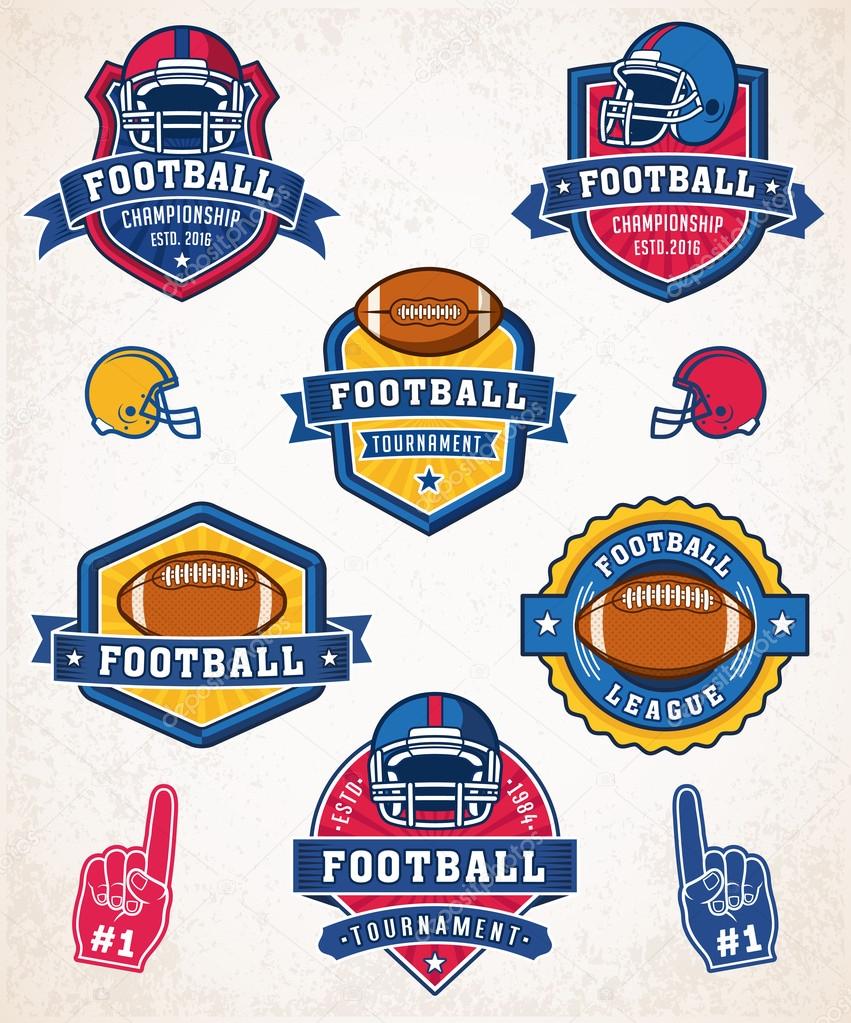 Collection of six colorful Vector American football logo and insignias