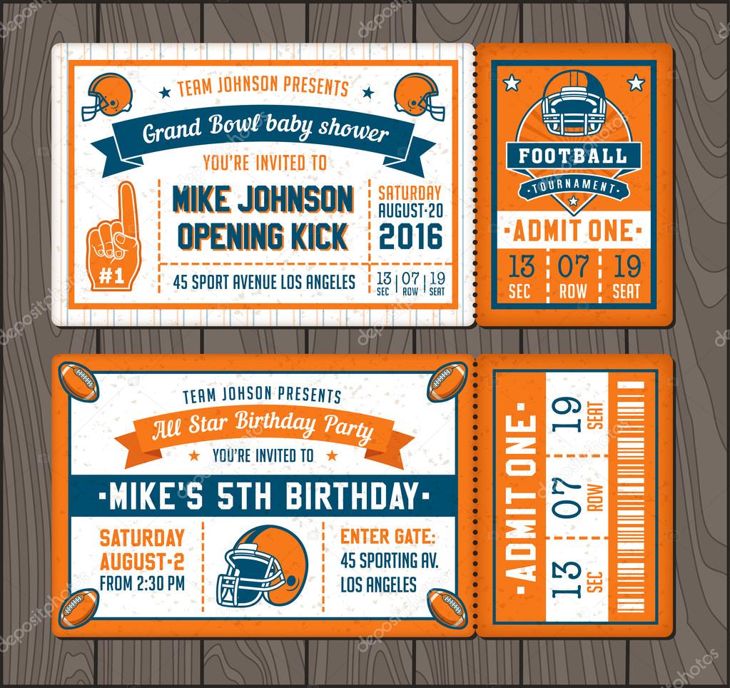 Vector illustrations for Invitation tickets for Football themed events