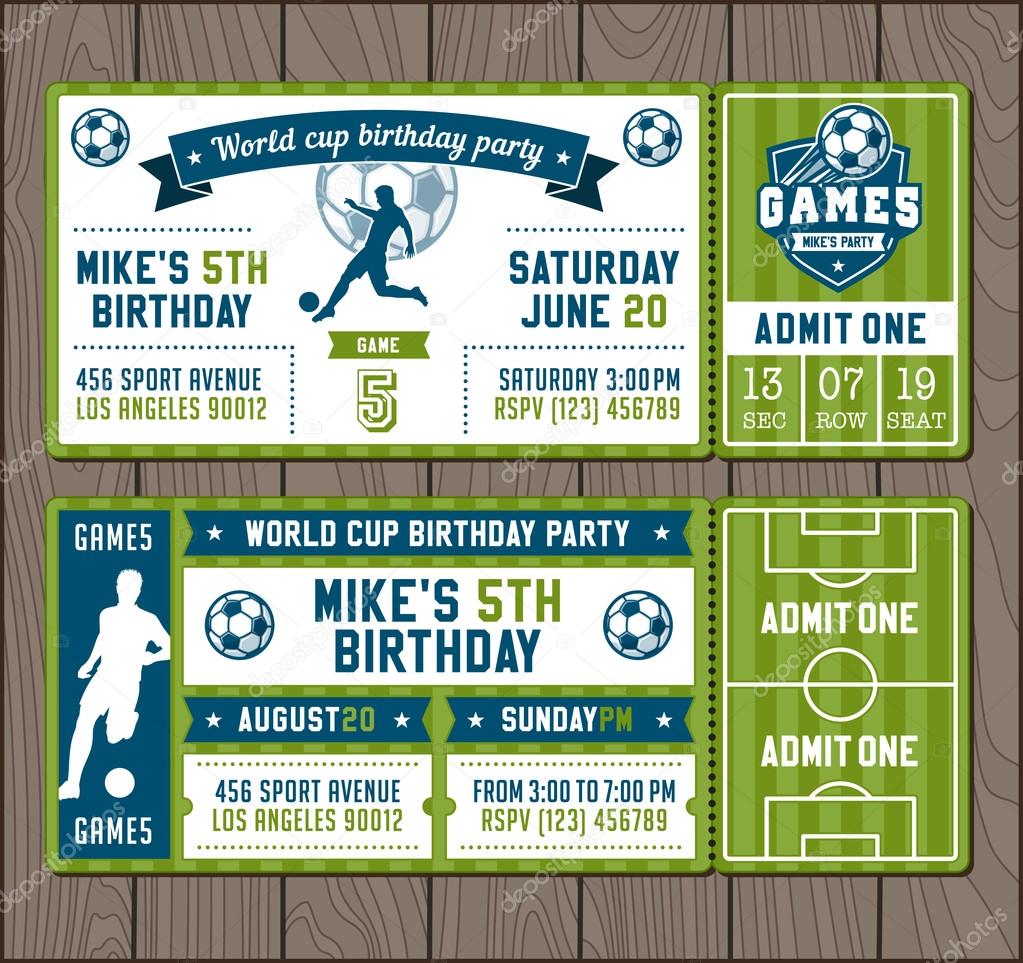 Two Vector illustrations for Soccer Themed Party invites.