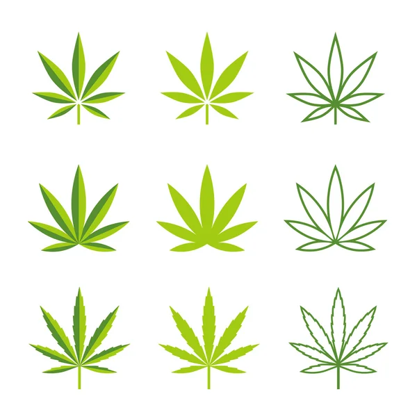 Marihuana verlaat vector iconen — Stockvector