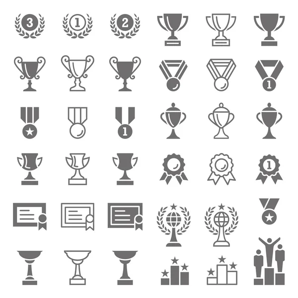 Trophy and awards vector icons set — Stock Vector