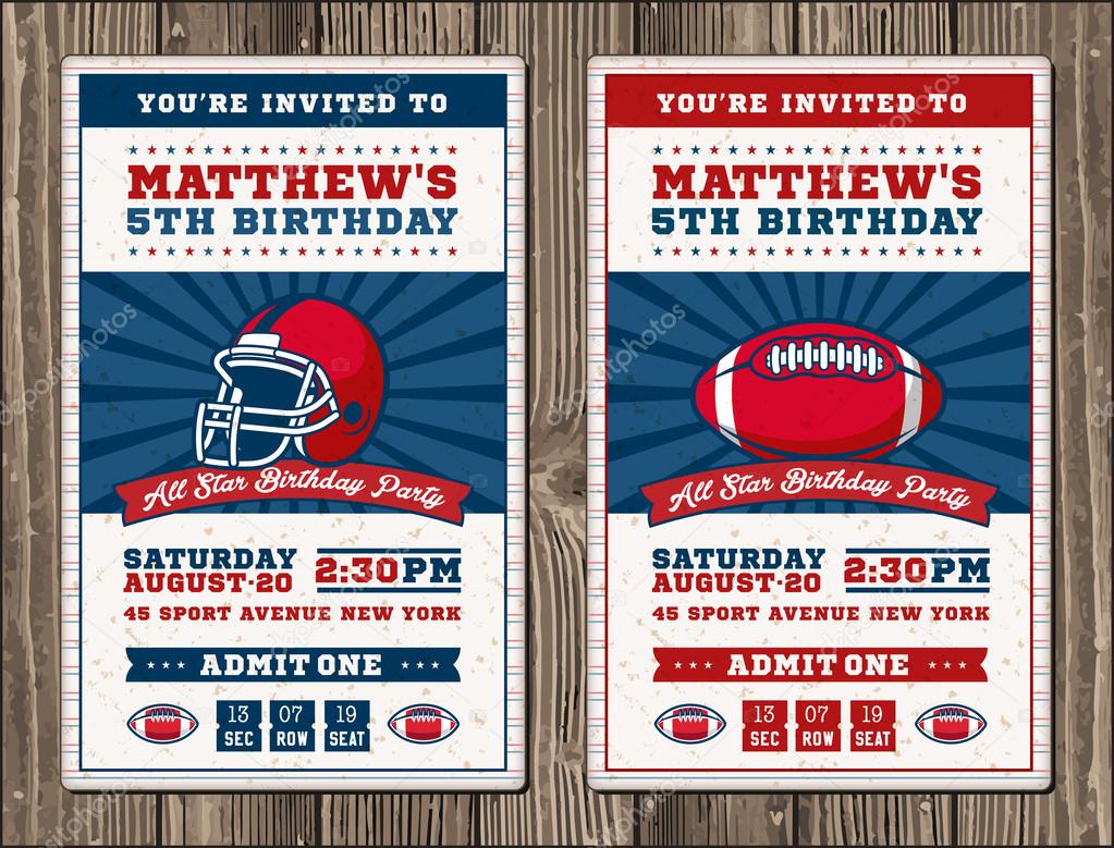 Vector illustrations for vertical Invitation tickets for Football themed events