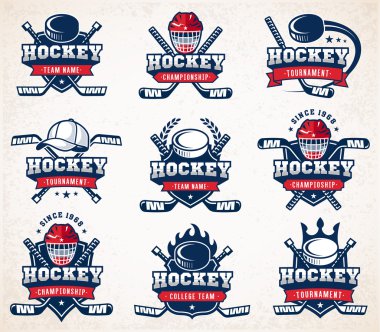 Vektör hokey logosu Set