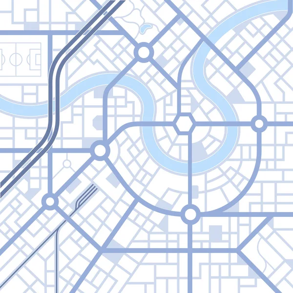 Αφηρημένο Πανό Χάρτη Πόλης Μπλε Χρώματα Εφαρμογής Πλοήγησης — Διανυσματικό Αρχείο