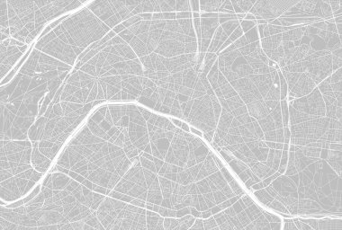 Paris 'in siyah beyaz vektör şehir haritası