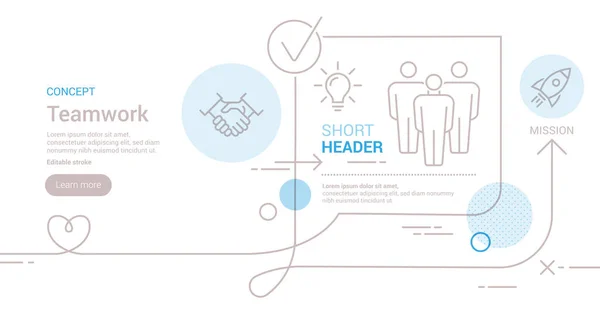 Teamwork Flat Design Concept Service Maintenance Vector Illustration Website Banner — Stockový vektor