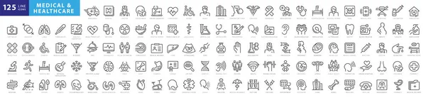 125 Big Medicine Outline Icon Set — Wektor stockowy