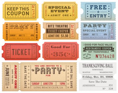 Grunge Colorful Tickets Templates clipart
